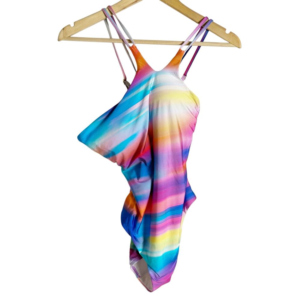 La Blanca Sunset Shores Multicolor Strappy One Shoulder One Piece Swimsuit 8